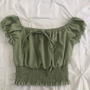 Green cropped picnic style top